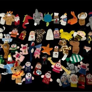 57 pieces of Colorful Assorted Kids Finger Puppets - Multi-Color Plush Toy Set